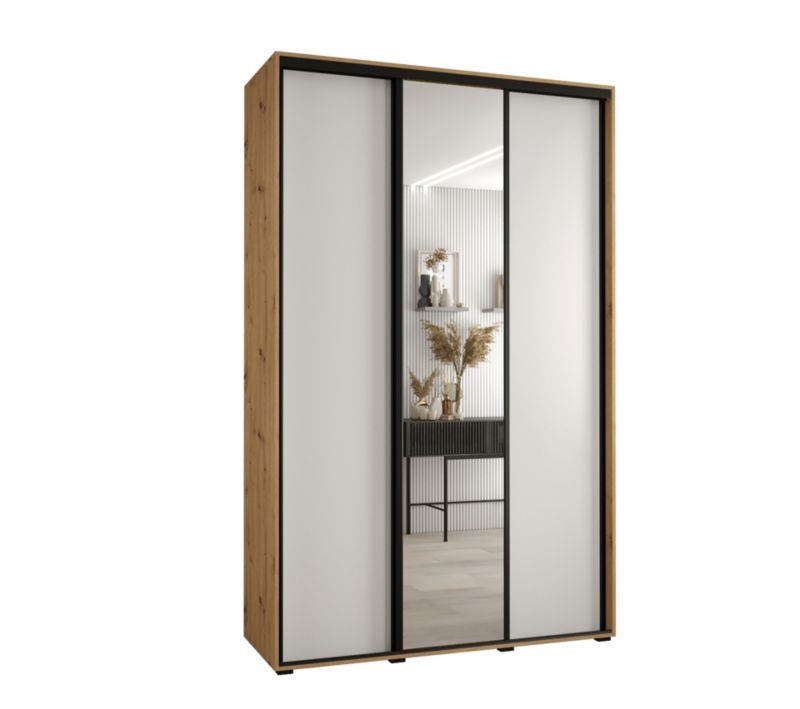 Szafa przesuwna Abiks DAVOS 3 wysoka szer.160cm gł.60cm artisan/biały/czarny 1szt.