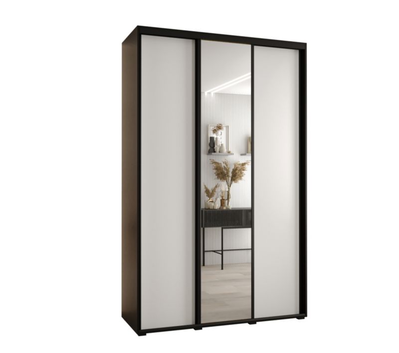 Szafa przesuwna Abiks DAVOS 3 wysoka szer.160cm gł.60cm czarny/biały/czarny 1szt.