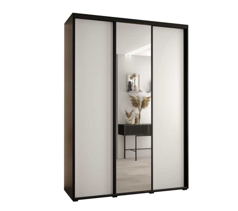 Szafa przesuwna Abiks DAVOS 3 wysoka szer.180cm gł.45cm czarny/biały/czarny 1szt.