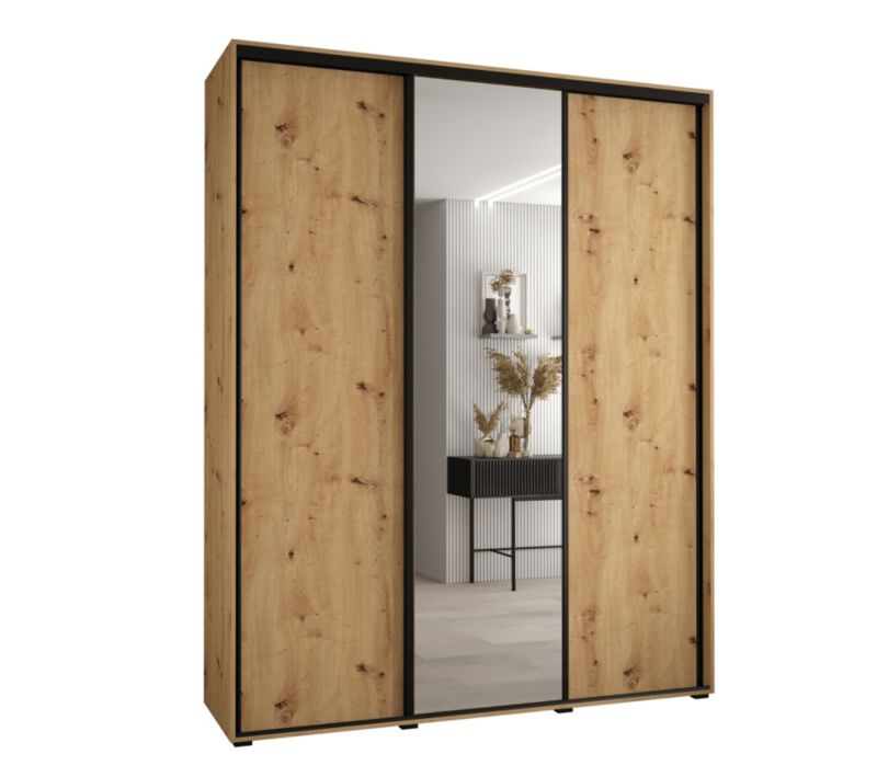 Szafa przesuwna Abiks DAVOS 3 wysoka szer.190cm gł.60cm artisan/artisan/czarny 1szt.