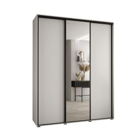 Szafa przesuwna Abiks DAVOS 3 wysoka szer.200cm gł.45cm biały/biały/czarny 1szt.