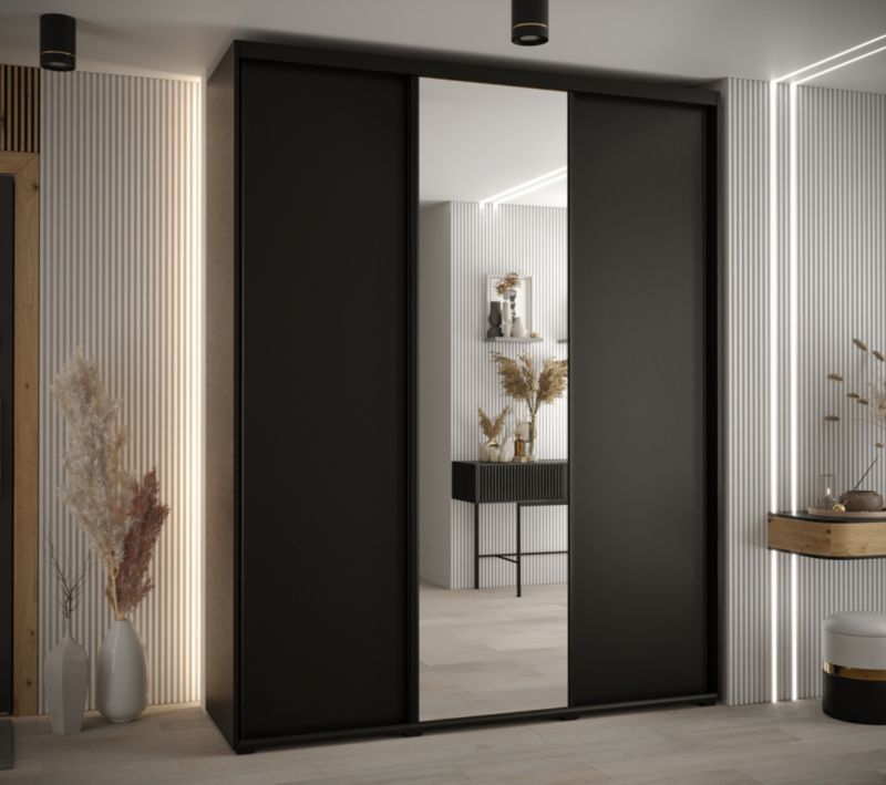 Szafa przesuwna Abiks DAVOS 3 wysoka szer.200cm gł.45cm czarny/czarny/czarny 1szt.