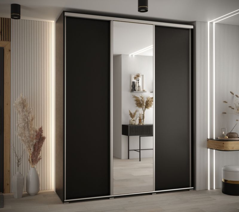 Szafa przesuwna Abiks DAVOS 3 wysoka szer.200cm gł.45cm czarny/czarny/srebrny 1szt.