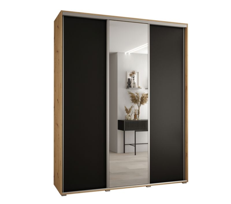 Szafa przesuwna Abiks DAVOS 3 wysoka szer.200cm gł.60cm artisan/czarny/srebrny 1szt.