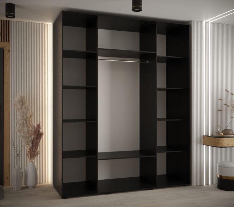 Szafa przesuwna Abiks DAVOS 3 wysoka szer.200cm gł.60cm czarny/biały/srebrny 1szt.