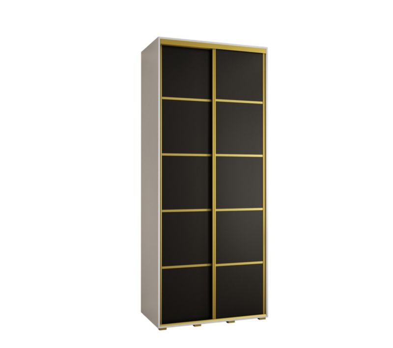 Szafa przesuwna Abiks DAVOS 4 wysoka szer.100cm gł.45cm biały/czarny/złoty 1szt.
