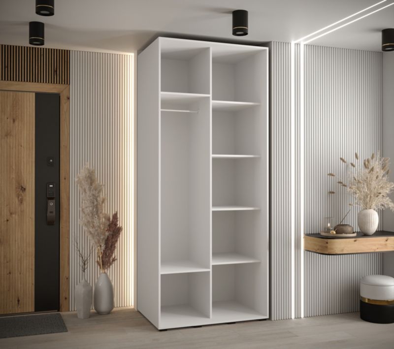 Szafa przesuwna Abiks DAVOS 4 wysoka szer.100cm gł.60cm biały/czarny/złoty 1szt.