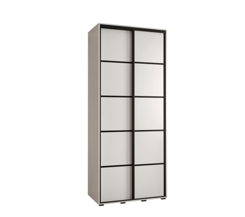Szafa przesuwna Abiks DAVOS 4 wysoka szer.110cm gł.45cm biały/biały/czarny 1szt.