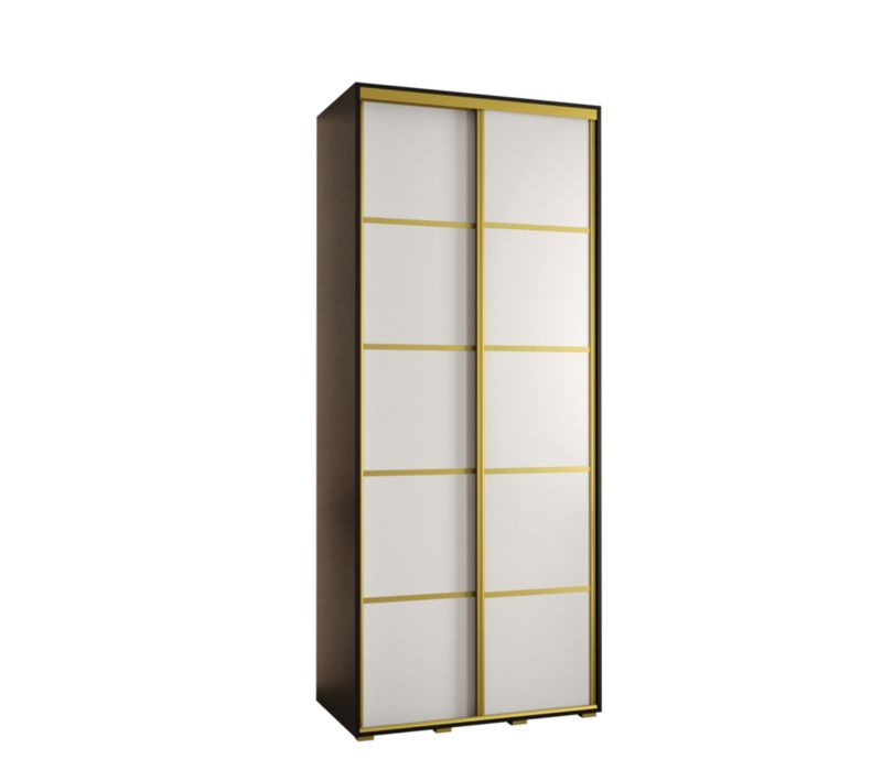 Szafa przesuwna Abiks DAVOS 4 wysoka szer.110cm gł.45cm czarny/biały/złoty 1szt.