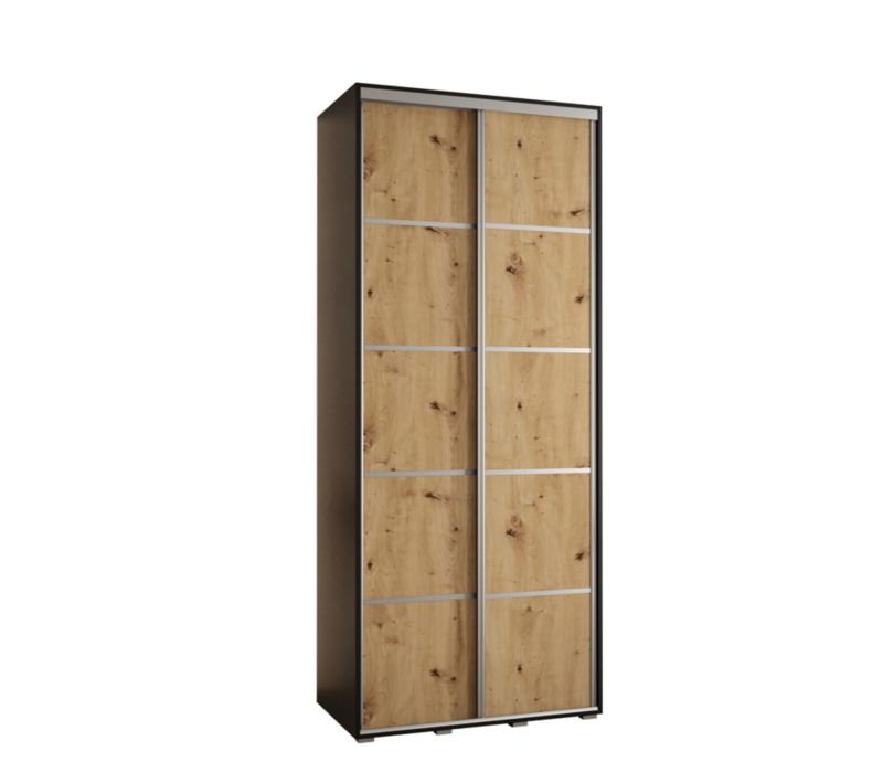 Szafa przesuwna Abiks DAVOS 4 wysoka szer.110cm gł.60cm czarny/artisan/srebrny 1szt.
