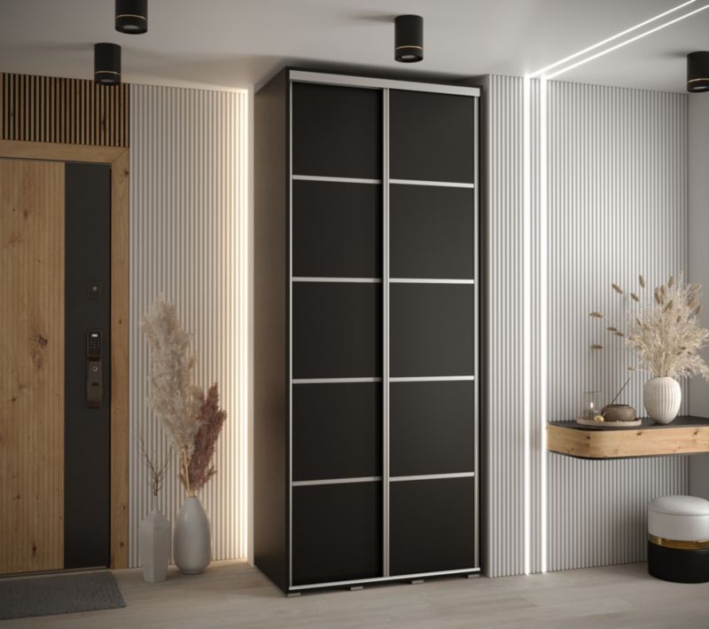 Szafa przesuwna Abiks DAVOS 4 wysoka szer.120cm gł.60cm czarny/czarny/srebrny 1szt.