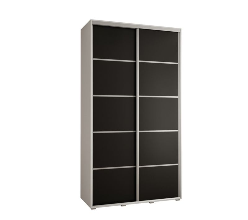Szafa przesuwna Abiks DAVOS 4 wysoka szer.130cm gł.60cm biały/czarny/srebrny 1szt.