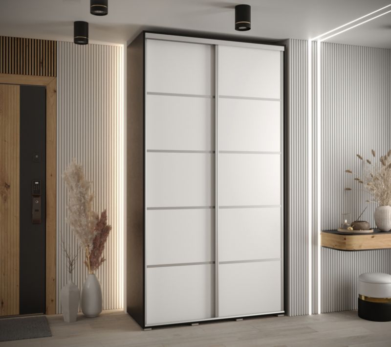 Szafa przesuwna Abiks DAVOS 4 wysoka szer.130cm gł.60cm czarny/biały/srebrny 1szt.