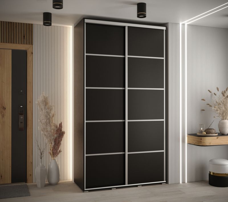 Szafa przesuwna Abiks DAVOS 4 wysoka szer.130cm gł.60cm czarny/czarny/srebrny 1szt.