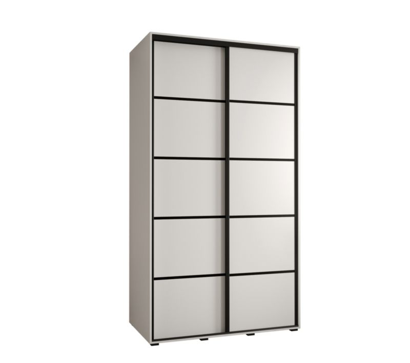 Szafa przesuwna Abiks DAVOS 4 wysoka szer.140cm gł.45cm biały/biały/czarny 1szt.
