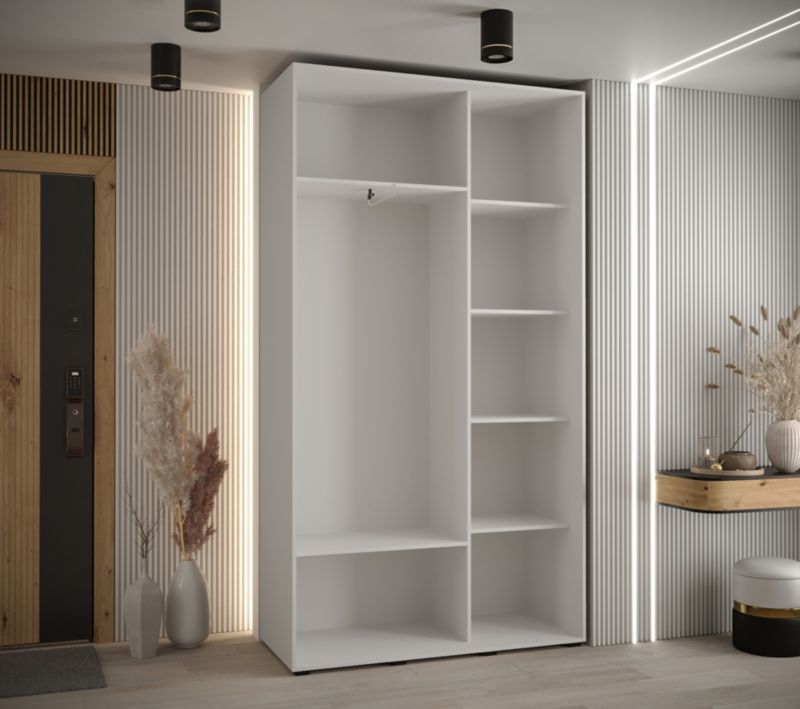 Szafa przesuwna Abiks DAVOS 4 wysoka szer.140cm gł.60cm biały/biały/złoty 1szt.