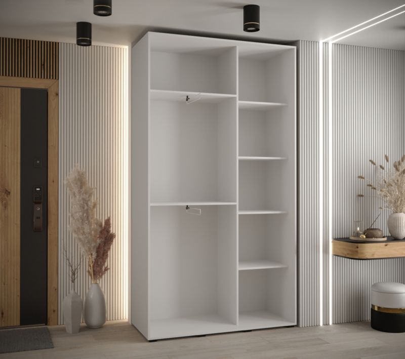 Szafa przesuwna Abiks DAVOS 4 wysoka szer.140cm gł.60cm biały/biały/złoty 1szt.