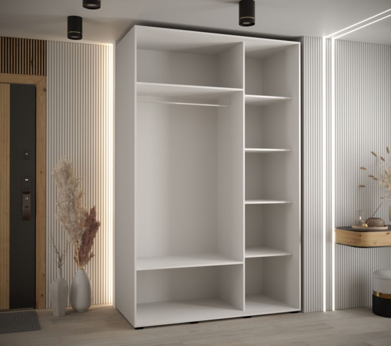 Szafa przesuwna Abiks DAVOS 4 wysoka szer.150cm gł.60cm biały/biały/srebrny 1szt.