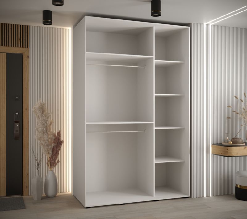 Szafa przesuwna Abiks DAVOS 4 wysoka szer.150cm gł.60cm biały/biały/srebrny 1szt.