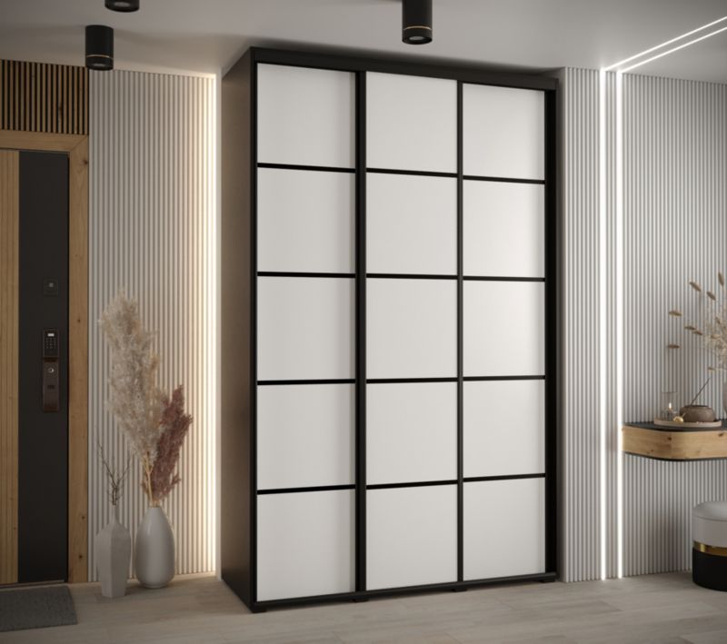 Szafa przesuwna Abiks DAVOS 4 wysoka szer.150cm gł.60cm czarny/biały/czarny 1szt.