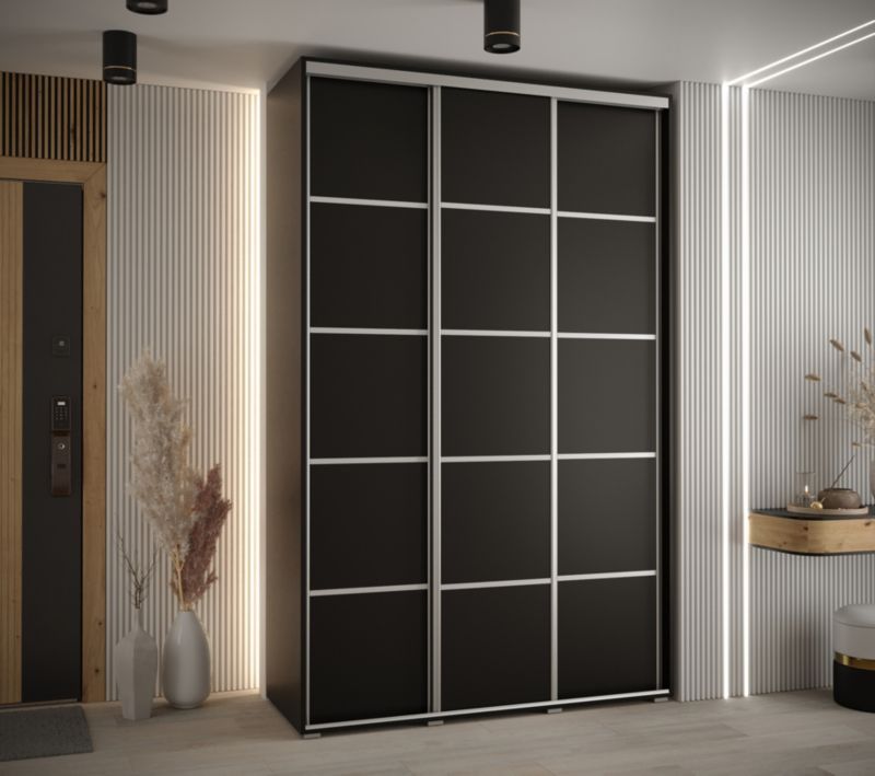 Szafa przesuwna Abiks DAVOS 4 wysoka szer.150cm gł.60cm czarny/czarny/srebrny 1szt.