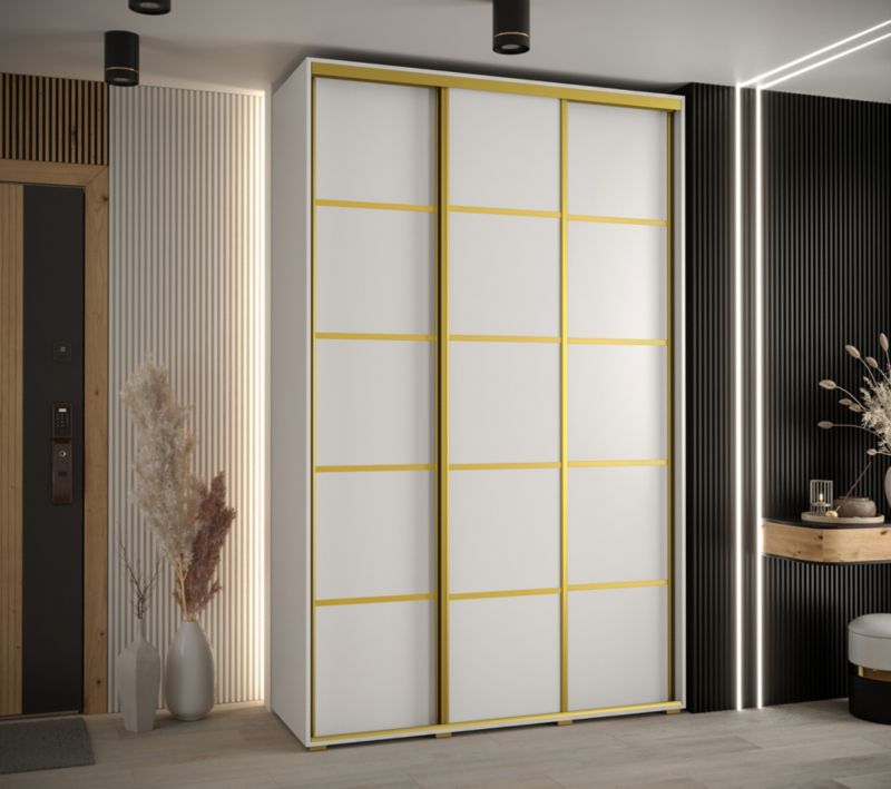 Szafa przesuwna Abiks DAVOS 4 wysoka szer.160cm gł.45cm biały/biały/złoty 1szt.