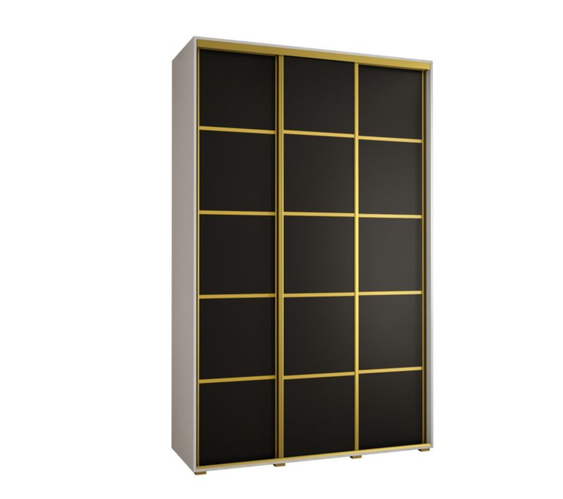 Szafa przesuwna Abiks DAVOS 4 wysoka szer.160cm gł.45cm biały/czarny/złoty 1szt.