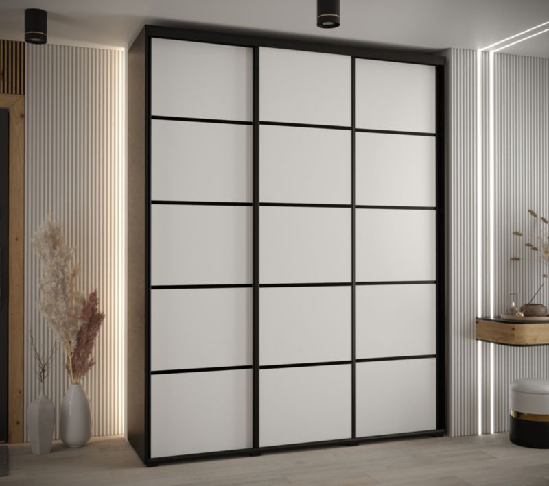 Szafa przesuwna Abiks DAVOS 4 wysoka szer.200cm gł.45cm czarny/biały/czarny 1szt.