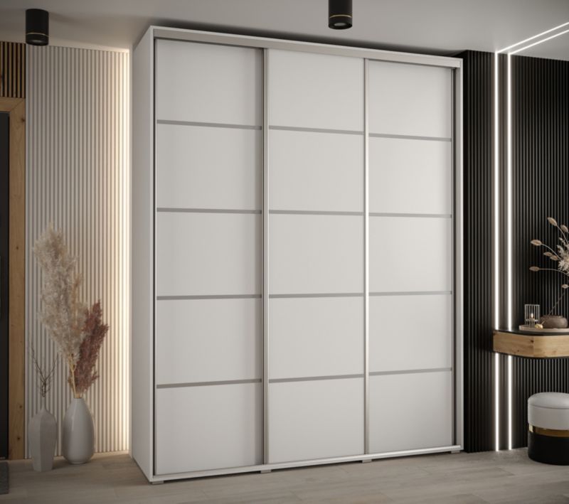 Szafa przesuwna Abiks DAVOS 4 wysoka szer.200cm gł.60cm biały/biały/srebrny 1szt.