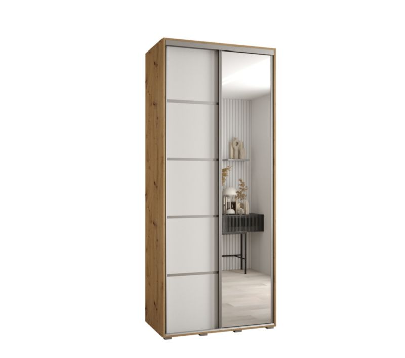 Szafa przesuwna Abiks DAVOS 5 wysoka szer.100cm gł.60cm artisan/biały/srebrny 1szt.