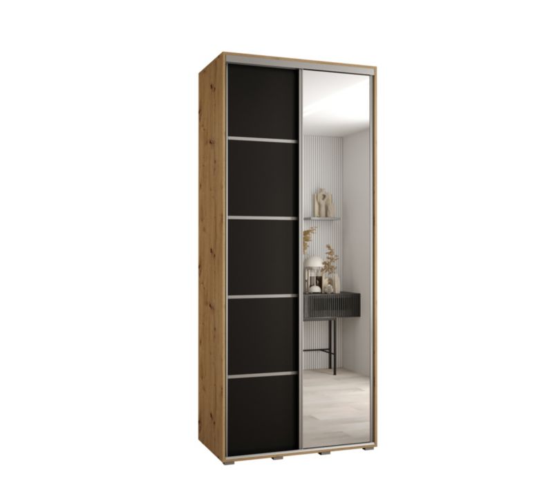 Szafa przesuwna Abiks DAVOS 5 wysoka szer.100cm gł.60cm artisan/czarny/srebrny 1szt.