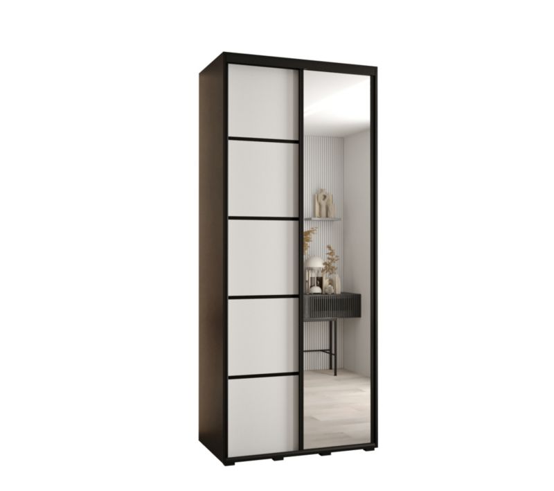 Szafa przesuwna Abiks DAVOS 5 wysoka szer.100cm gł.60cm czarny/biały/czarny 1szt.
