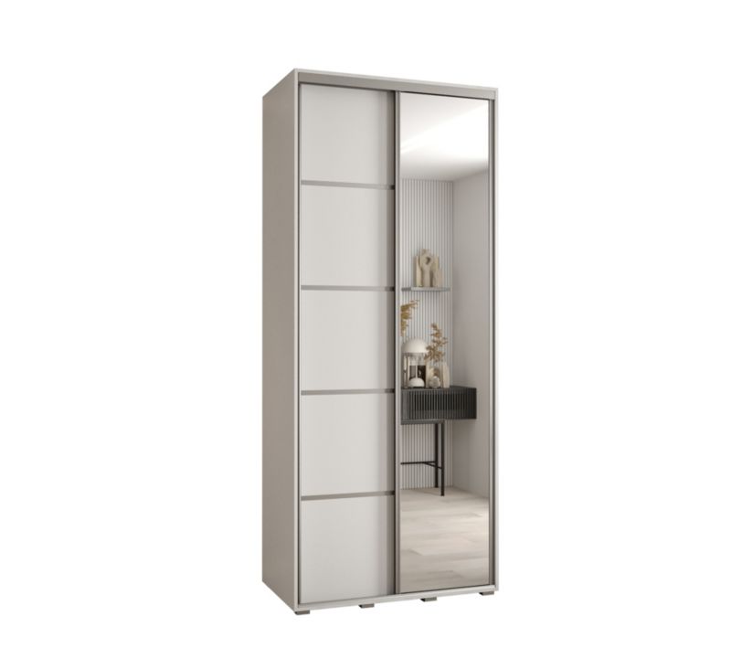Szafa przesuwna Abiks DAVOS 5 wysoka szer.110cm gł.60cm biały/biały/srebrny 1szt.
