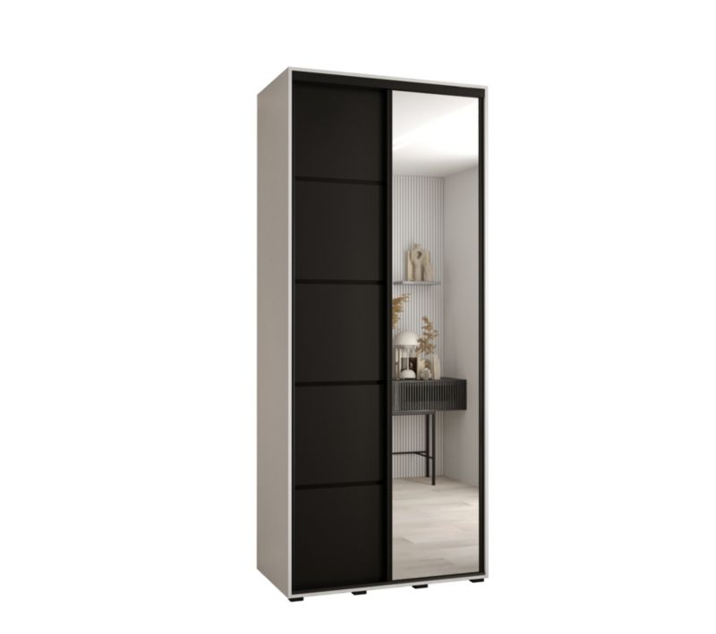 Szafa przesuwna Abiks DAVOS 5 wysoka szer.120cm gł.45cm biały/czarny/czarny 1szt.