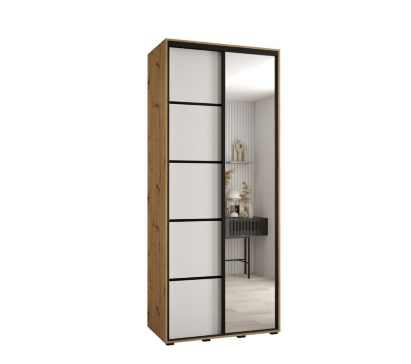 Szafa przesuwna Abiks DAVOS 5 wysoka szer.120cm gł.60cm artisan/biały/czarny 1szt.