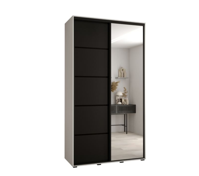 Szafa przesuwna Abiks DAVOS 5 wysoka szer.130cm gł.60cm biały/czarny/czarny 1szt.