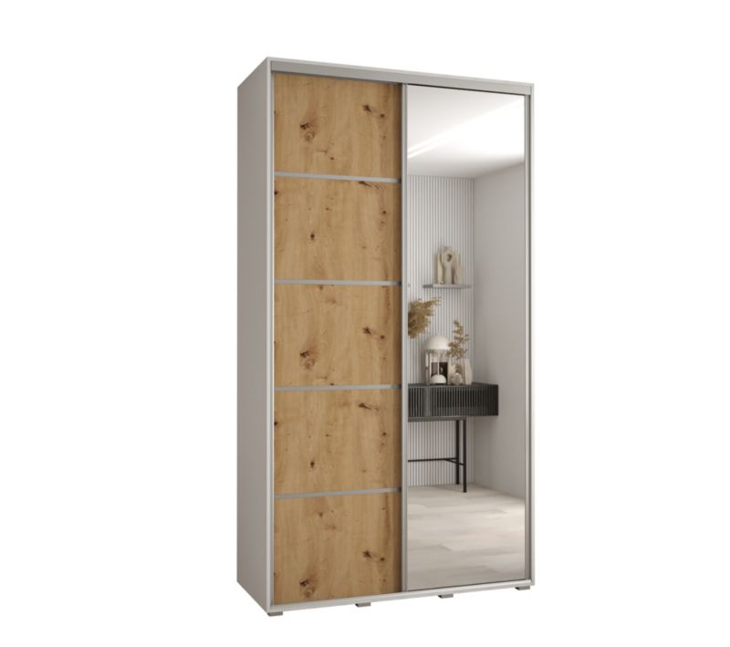 Szafa przesuwna Abiks DAVOS 5 wysoka szer.140cm gł.60cm biały/artisan/srebrny 1szt.