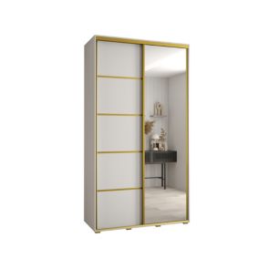 Szafa przesuwna Abiks DAVOS 5 wysoka szer.140cm gł.60cm biały/biały/złoty 1szt.