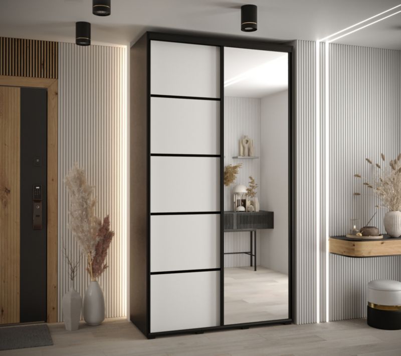 Szafa przesuwna Abiks DAVOS 5 wysoka szer.140cm gł.60cm czarny/biały/czarny 1szt.