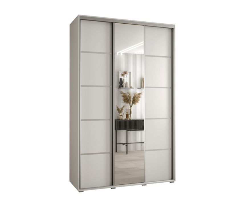 Szafa przesuwna Abiks DAVOS 5 wysoka szer.150cm gł.45cm biały/biały/srebrny 1szt.