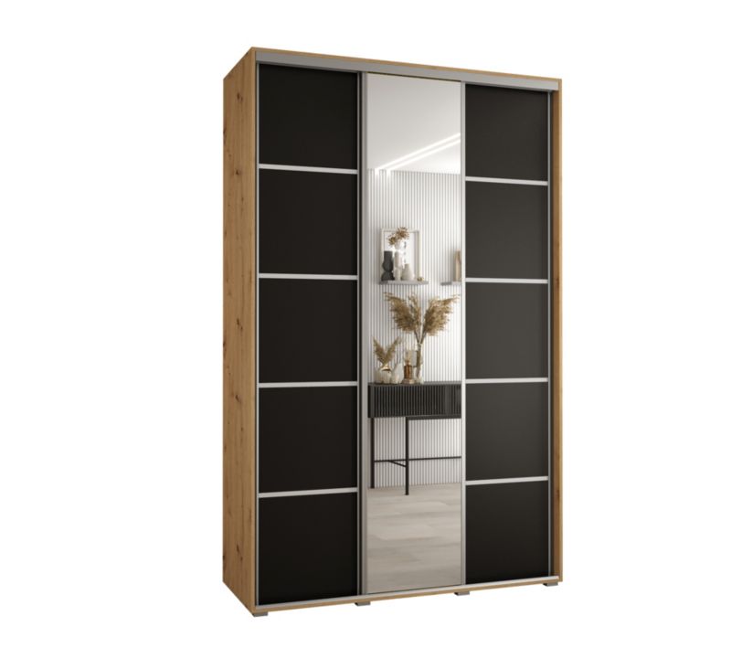 Szafa przesuwna Abiks DAVOS 5 wysoka szer.150cm gł.60cm artisan/czarny/srebrny 1szt.