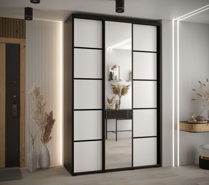 Szafa przesuwna Abiks DAVOS 5 wysoka szer.150cm gł.60cm czarny/biały/czarny 1szt.