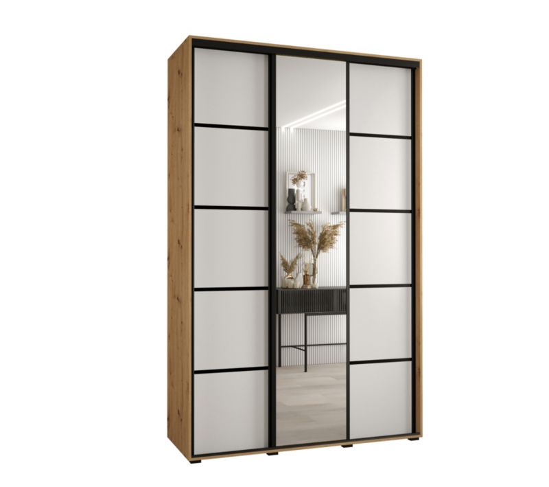 Szafa przesuwna Abiks DAVOS 5 wysoka szer.160cm gł.45cm artisan/biały/czarny 1szt.