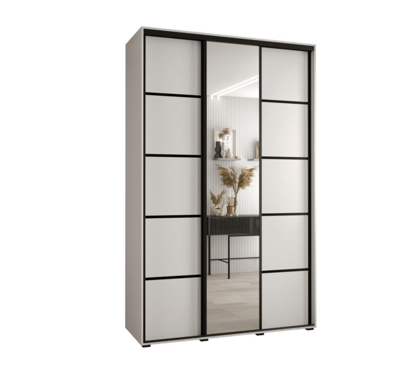 Szafa przesuwna Abiks DAVOS 5 wysoka szer.160cm gł.45cm biały/biały/czarny 1szt.