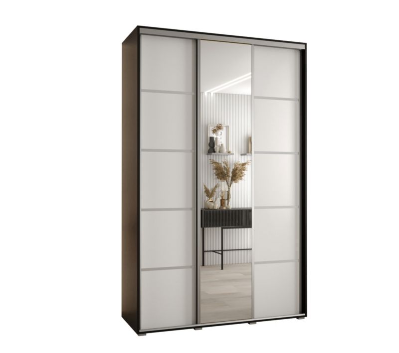 Szafa przesuwna Abiks DAVOS 5 wysoka szer.160cm gł.45cm czarny/biały/srebrny 1szt.