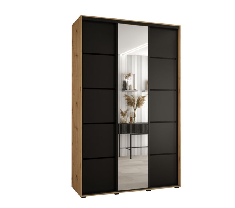 Szafa przesuwna Abiks DAVOS 5 wysoka szer.160cm gł.60cm artisan/czarny/czarny 1szt.