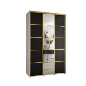 Szafa przesuwna Abiks DAVOS 5 wysoka szer.160cm gł.60cm biały/czarny/złoty 1szt.