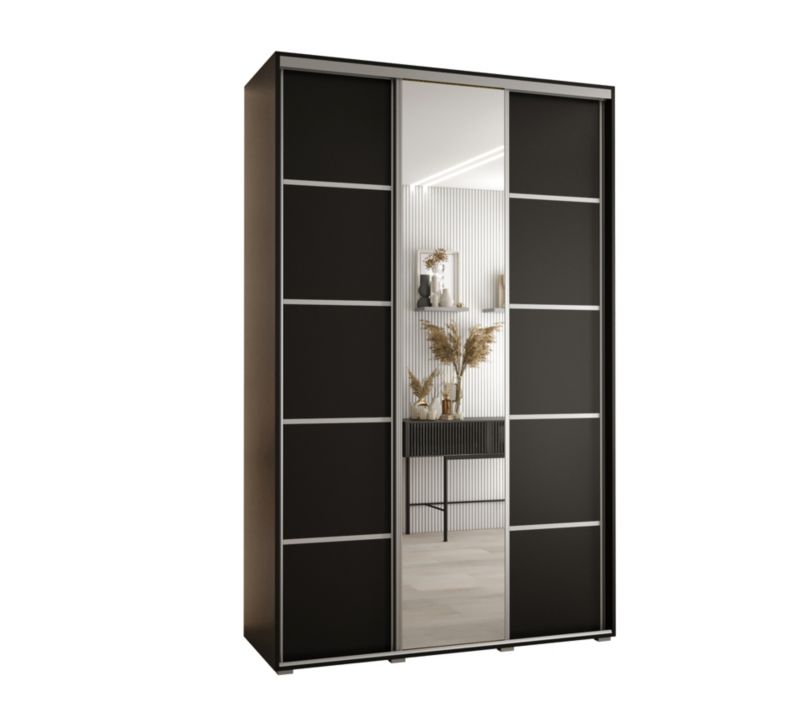 Szafa przesuwna Abiks DAVOS 5 wysoka szer.160cm gł.60cm czarny/czarny/srebrny 1szt.