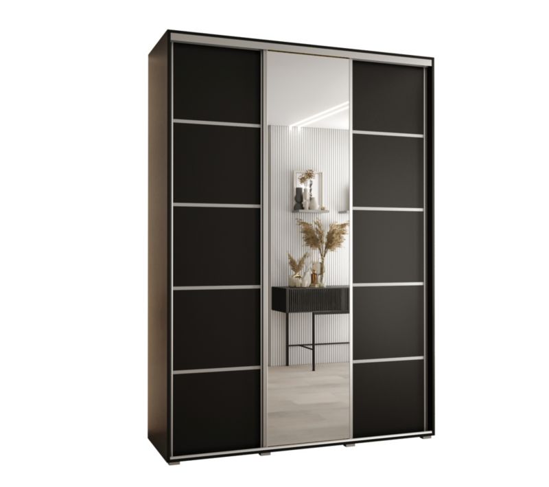 Szafa przesuwna Abiks DAVOS 5 wysoka szer.170cm gł.45cm czarny/czarny/srebrny 1szt.