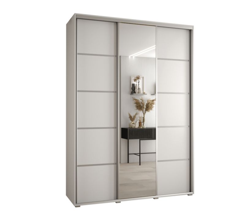 Szafa przesuwna Abiks DAVOS 5 wysoka szer.170cm gł.60cm biały/biały/srebrny 1szt.